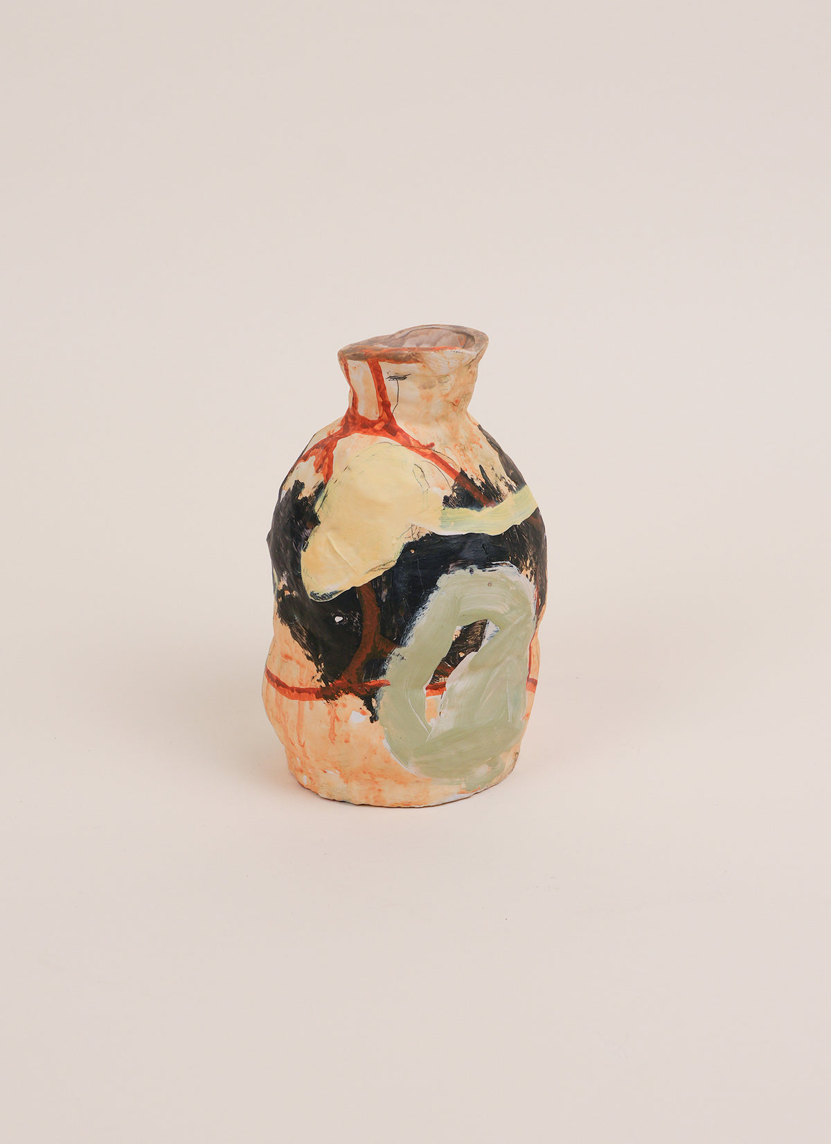 Maria Owens Black /Yellow and Mint Vase