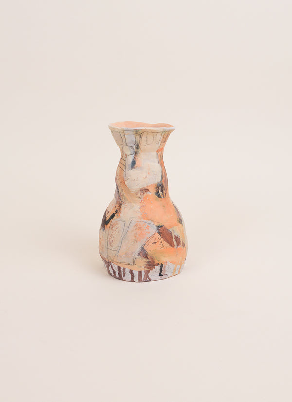 Maria Owens Yellow/Brown Vase with Square Pencil Marks