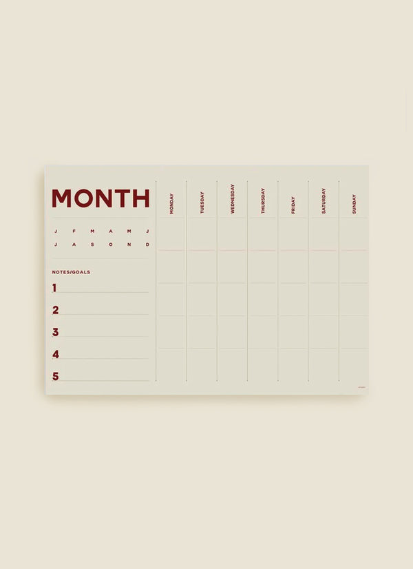 A2 Monthly Planner