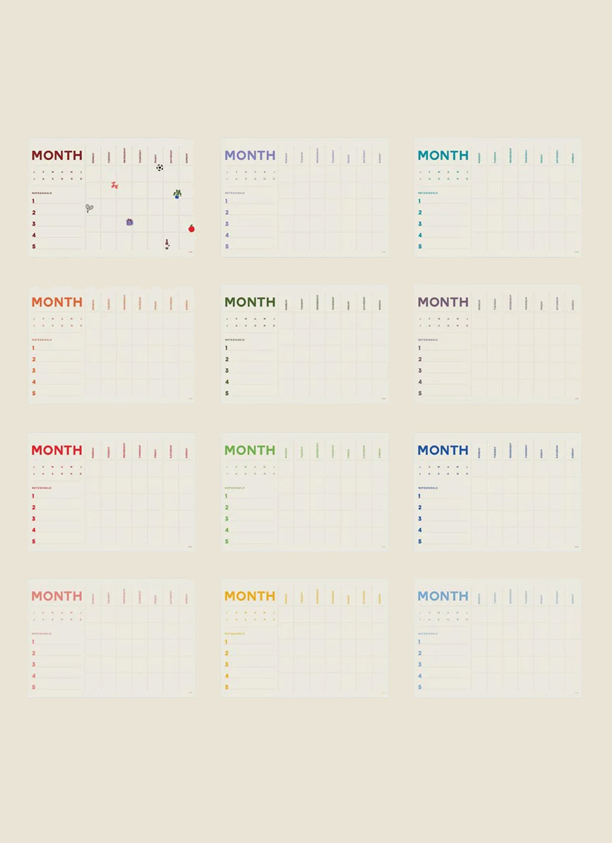 A2 Monthly Planner
