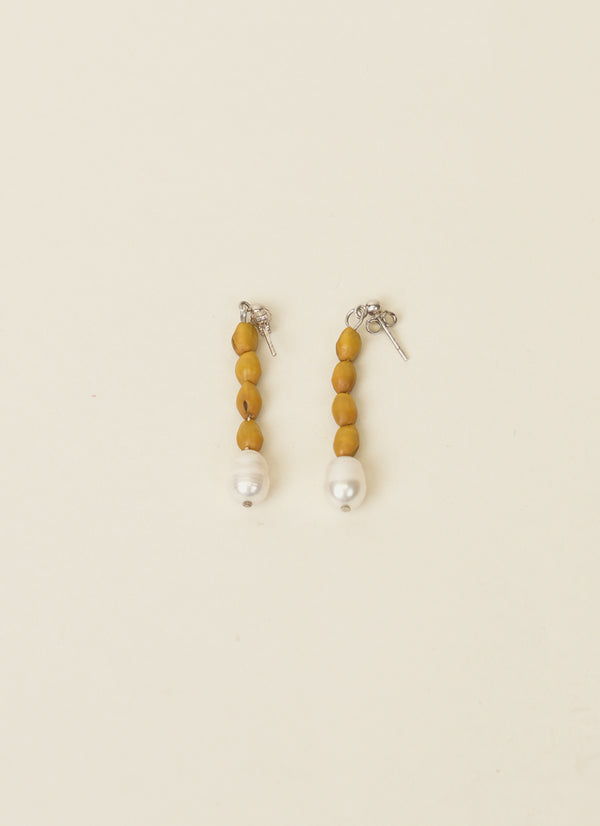 Avara Studio Kowhai and Pearl Drop Earrings
