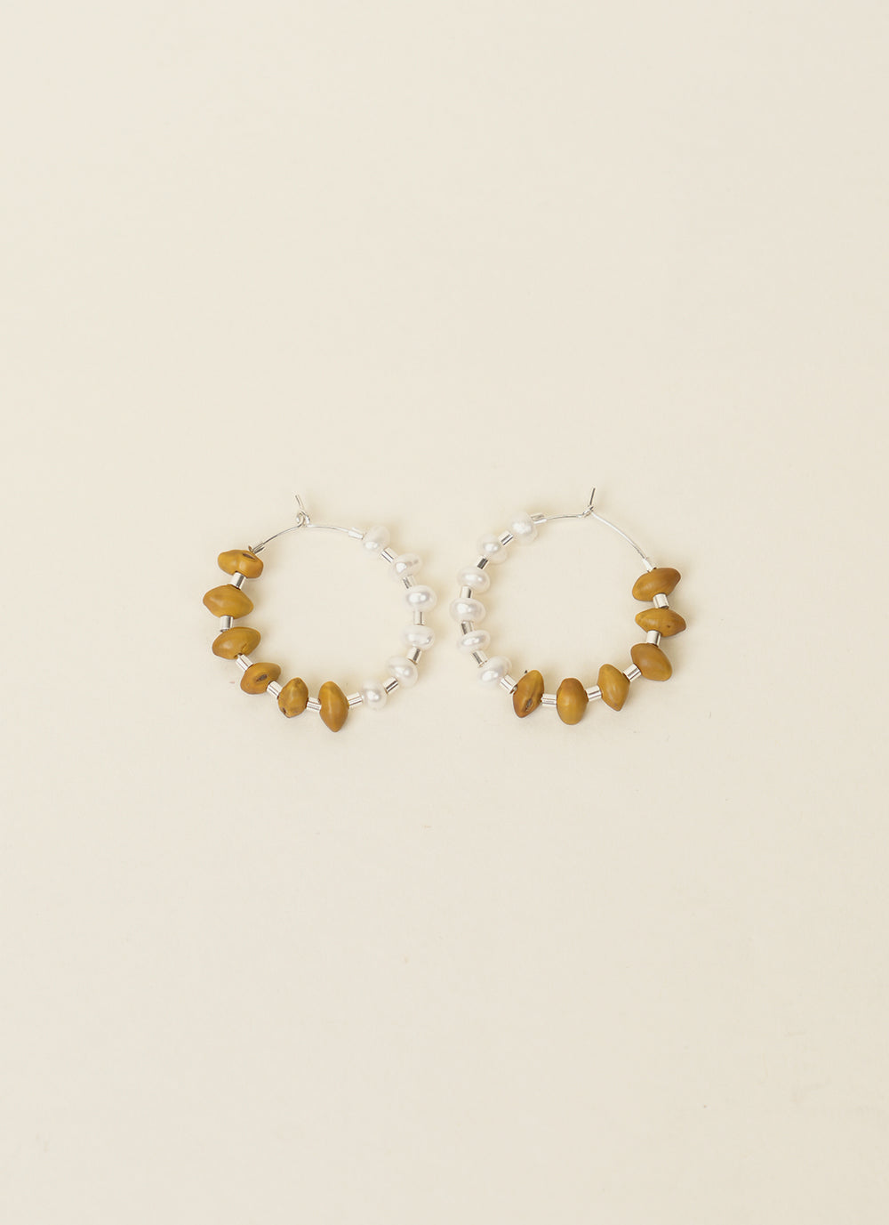 Avara Studio Large Kowhai and Pearl Hoop Earrings