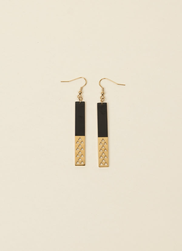 Māori by Design Gold and Black Half Earrings