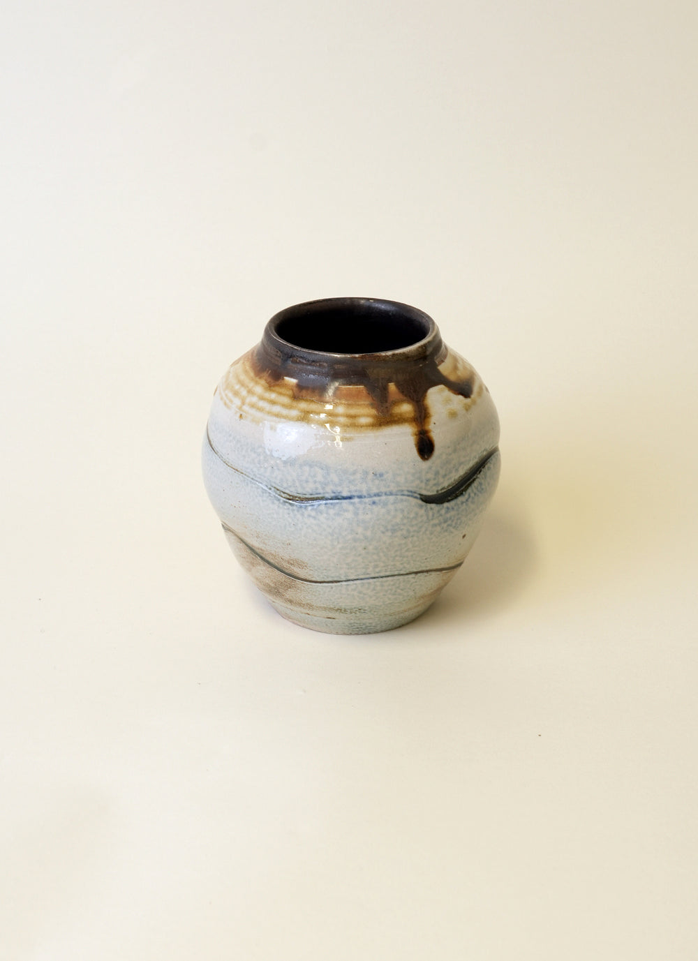 Melissa Mead Blue with Brown Rim Vase