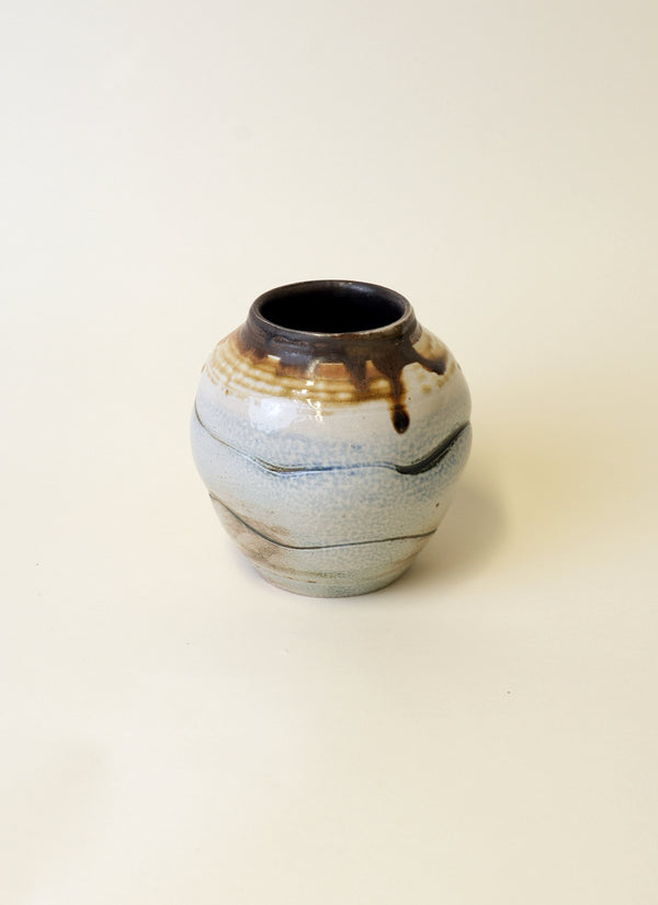 Melissa Mead Blue with Brown Rim Vase