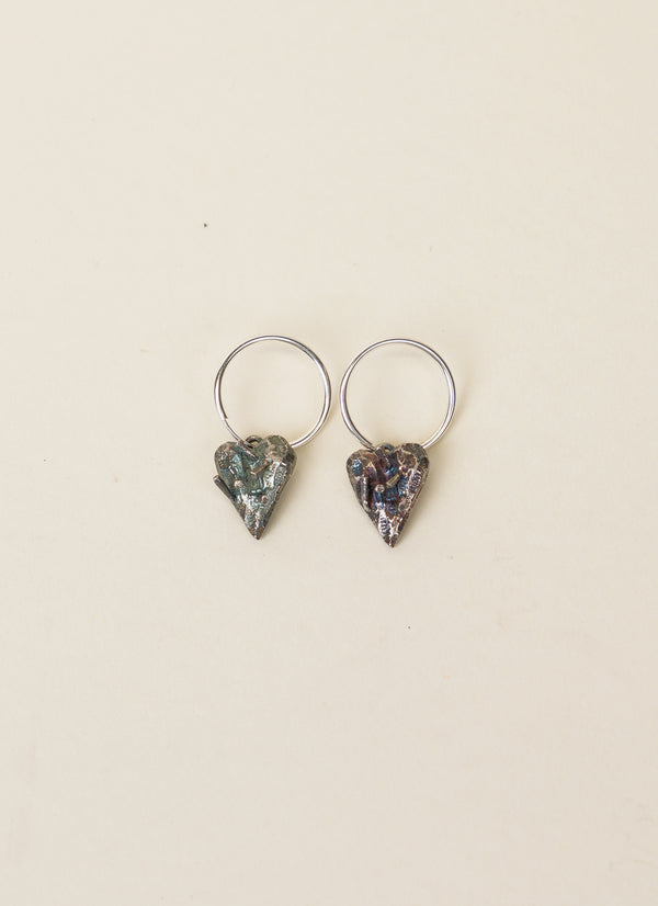 Michele Johnson Silver Pierced Heart Earrings