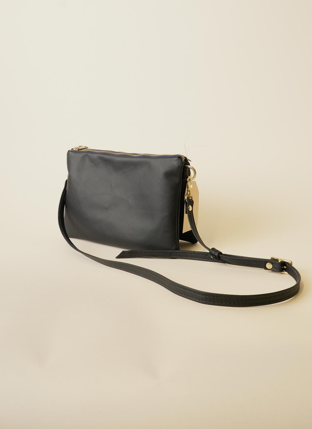 Ruby Perriton Black Leather Double Pocket Bag