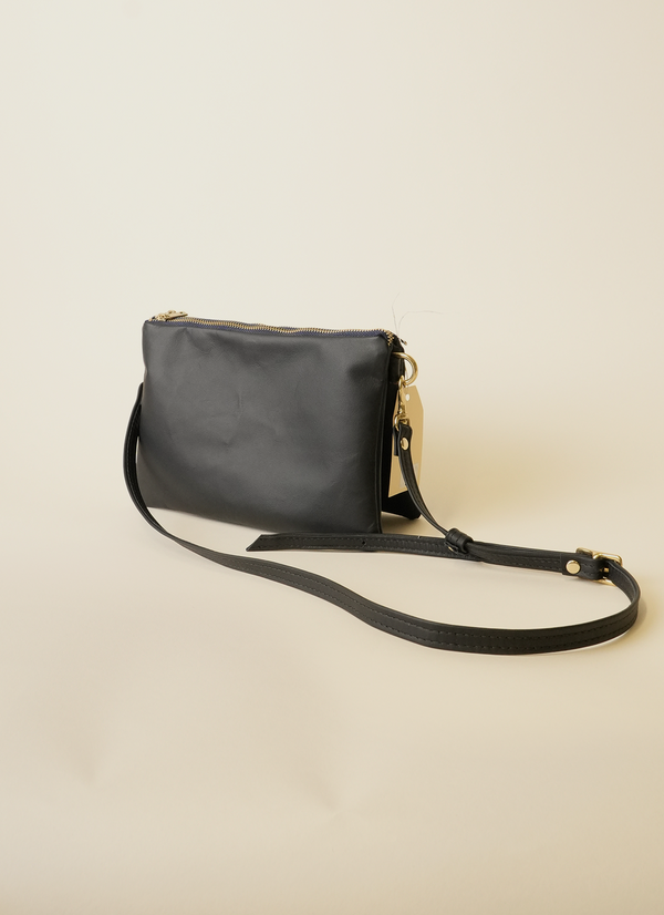 Ruby Perriton Black Leather Double Pocket Bag