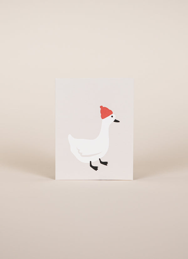 Father Rabbit Duck with Red Hat Card