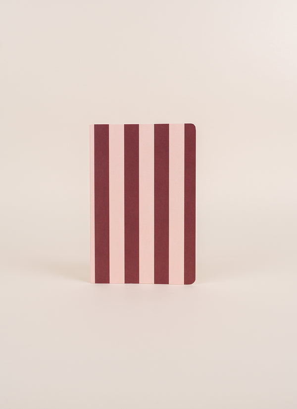 Lettuce Peach + Burgundy Bold Stripe Notebook