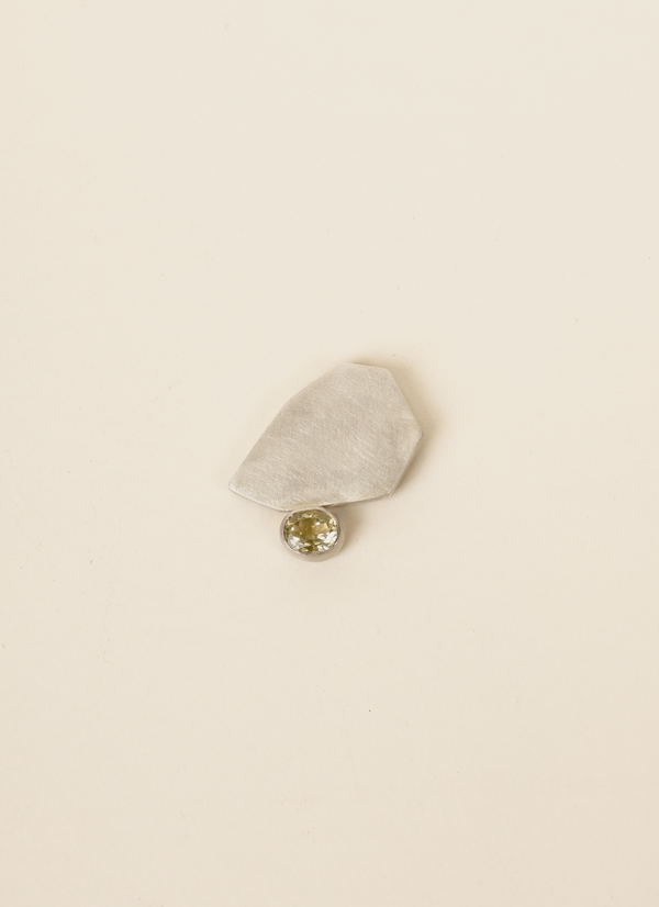 Julia Marin Lemon Quartz Asymmetric Geo Block Brooch