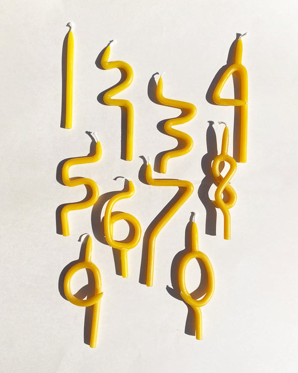 Poppy and Sage number and Squiggle candles