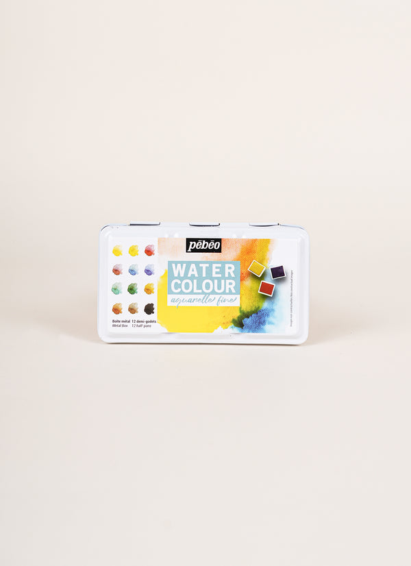 Pebeo Watercolour Pocket Metal Box 12 Half Pan